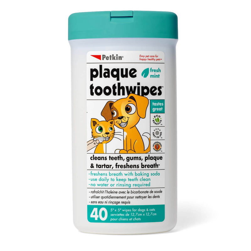 Petkin - Plaque Fresh Mint Toothwipes, 40 wipes