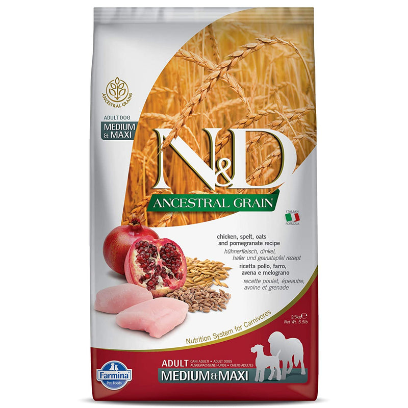 FARMINA N&D - Ancestral Grain - Chicken and Pomegranate - Adult Medium & Maxi Breed